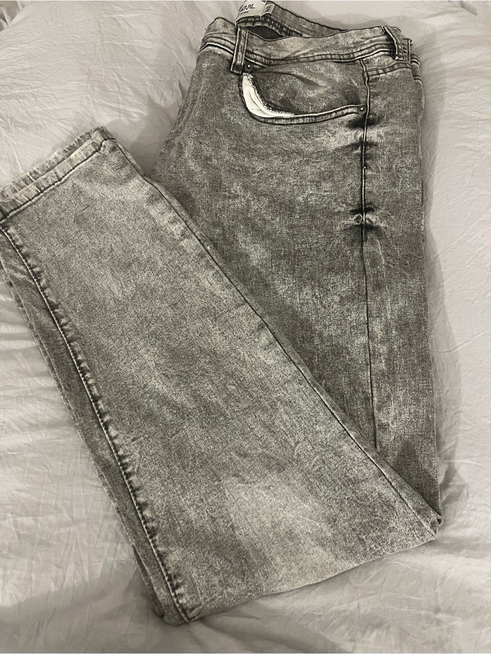 Men's Straight Grey Washed Jeans - Neutral Grey Finish